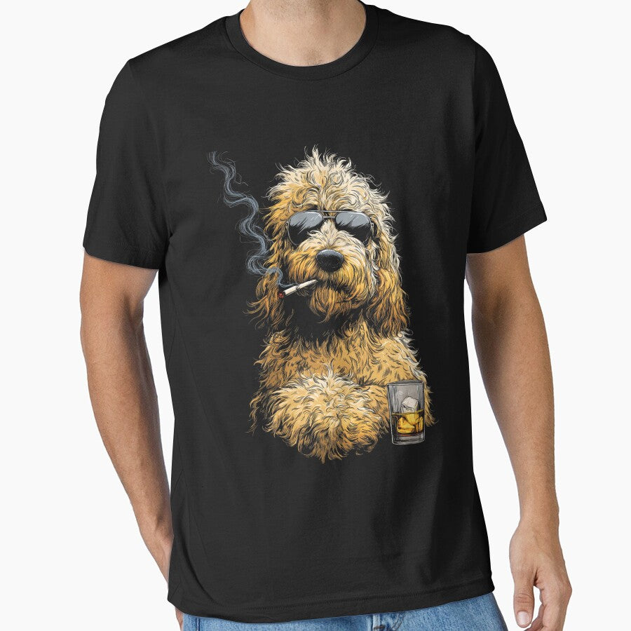 goldendoodle Dog Smoking Cigarette Funny Goldendoodle Meme by FrankIsabel T-Shirts, Hoodie, Sweatshirt (Image 1)