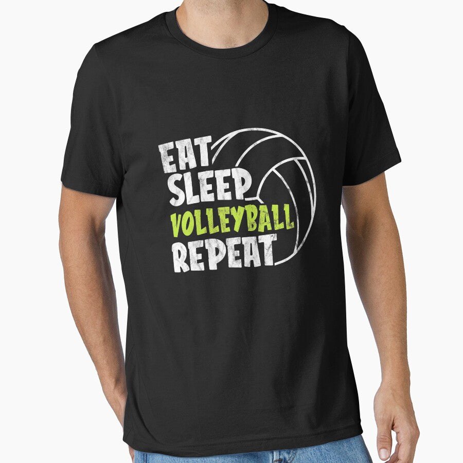 Eat Sleep Volleyball Repeat Cool Funny Retro Player Tee by ACHRAF877