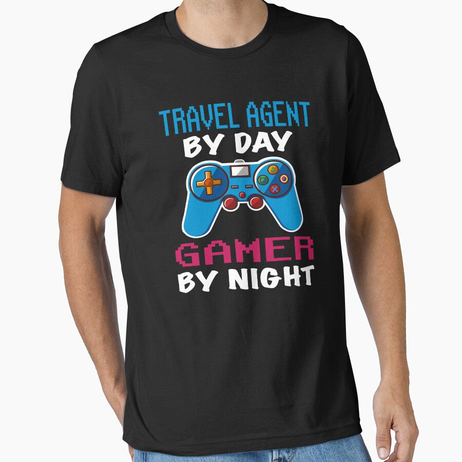 travel agent By Day Gamer By Night shirt, Funny travel agent Gamer Birthday Gift, travel agent Dad Husband... (Image 1)