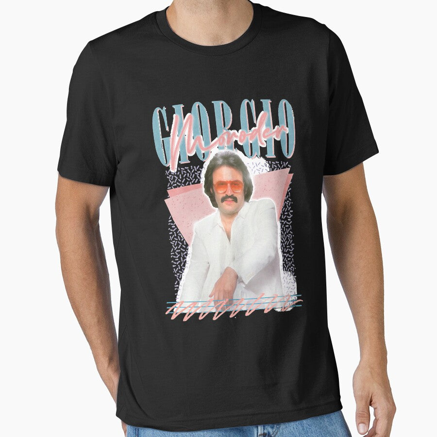 Giorgio Moroder -- Retro Style Fan Art Design by Loyayes T-Shirts, Hoodie, Sweatshirt | BlankRebels.com (Image 1)