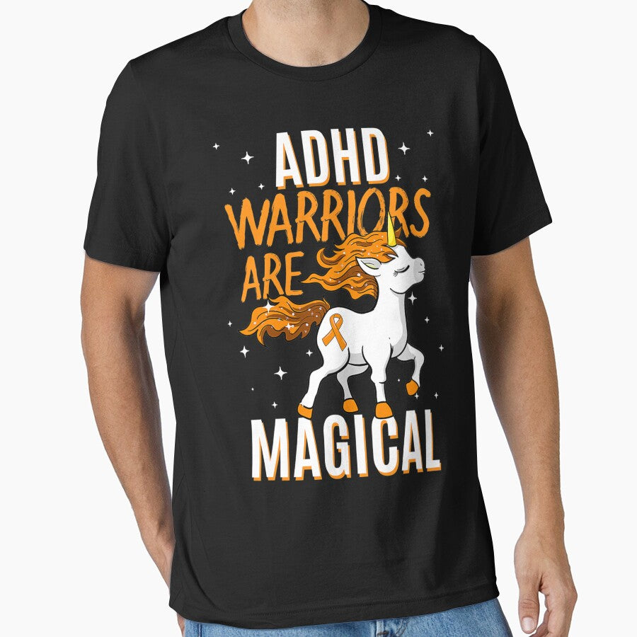 Adhd Magical Unicorn Hyperactivity Orange Ribbon Impulsivity by BarthJade T-Shirts, Hoodie, Sweatshirt (Image 1)