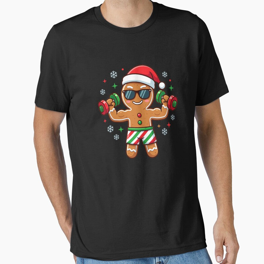 Christmas Gingerbread Man Weightlifter Gym Funny Workout Gear by DynamicDesign T-Shirts, Hoodie, Sweatshirt (Image 1)