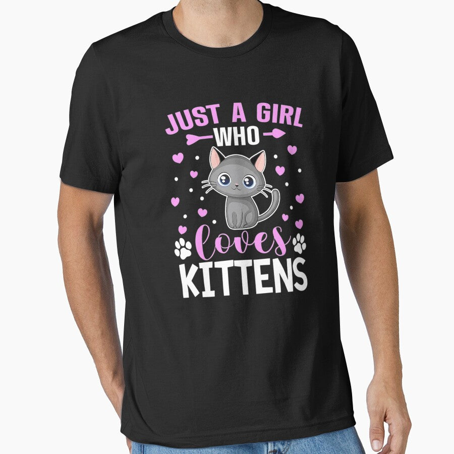 JUST A GIRL WHO LOVES KITTENS Funny Cat Mom Cat Lover  2 by teltvitossuilea T-Shirts, Hoodie, Sweatshirt (Image 1)