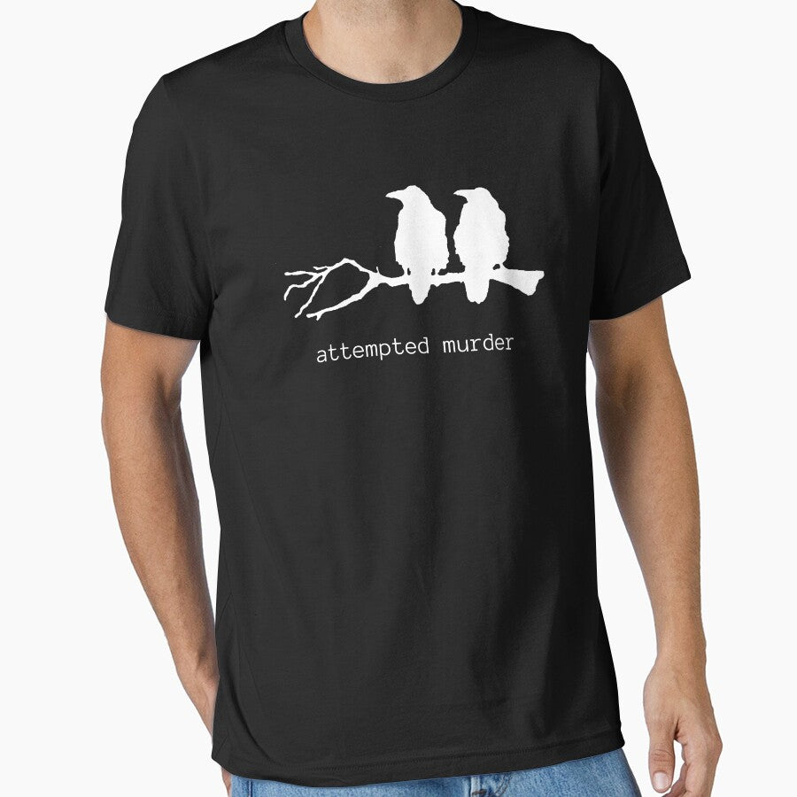 Attempted Murder Funny Crow Bird T-shirt (white text) by BirdWorksRI Hoodie, Sweatshirt | BlankRebels.com (Image 1)