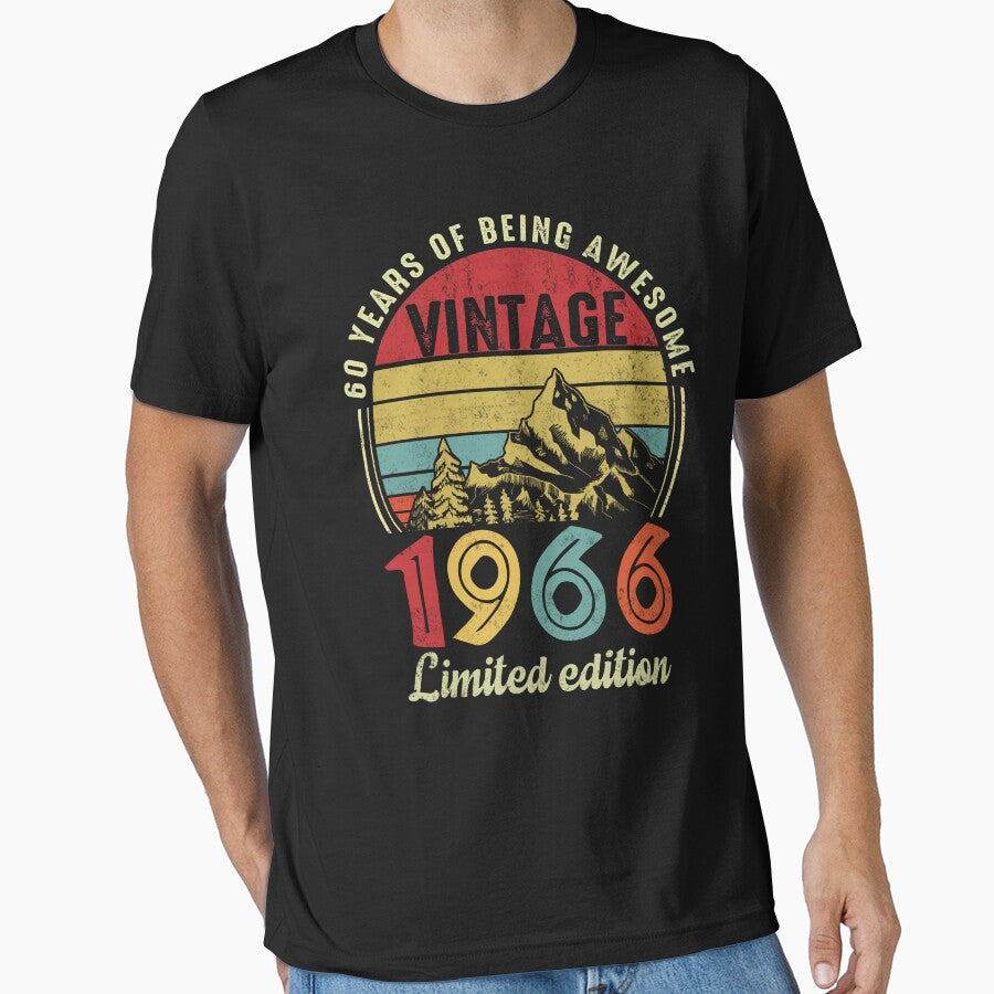 60th Birthday Vintage 1966 Distressed Design Retro Birthday Gift by FernaRoje T-Shirts, Hoodie, Sweatshirt (Image 1)