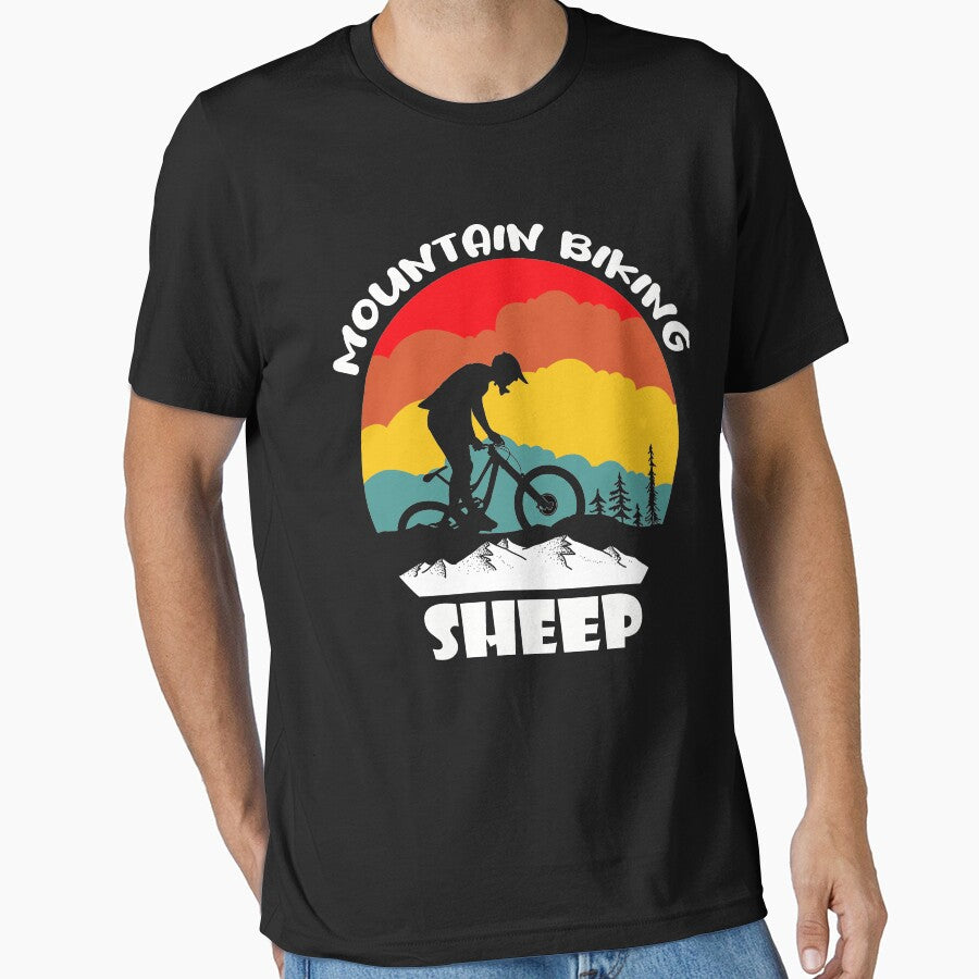 Mountain Biking Sheep Funny Quote Mountain Bikers Retro Vintage by peachyline T-Shirts, Hoodie, Sweatshirt (Image 1)