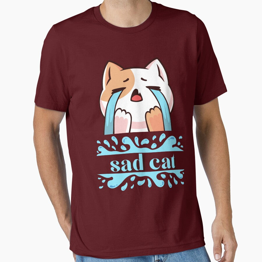 sad cat in grunge t-shirt classic by chaousari98 ⭐️⭐️⭐️⭐️⭐️ Hoodie, Sweatshirt | BlankRebels.com (Image 1)