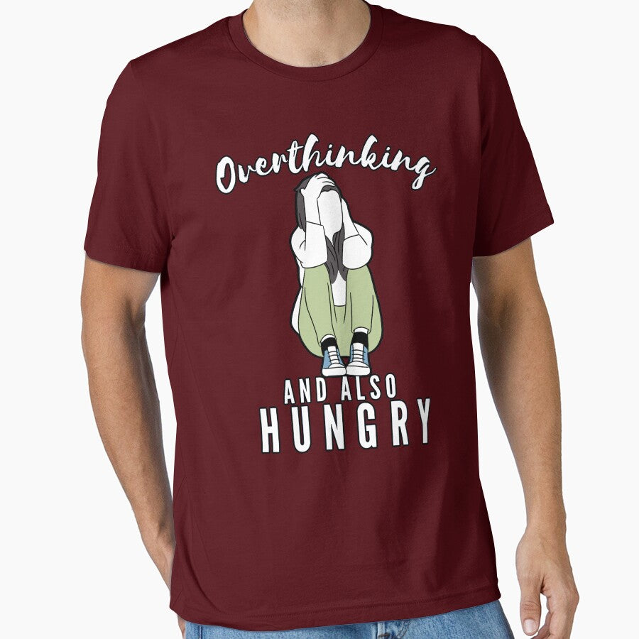 Funny Busy Overthinking and also Hungry- White text- lady Version by EvaWolf T-Shirts, Hoodie, Sweatshirt (Image 1)