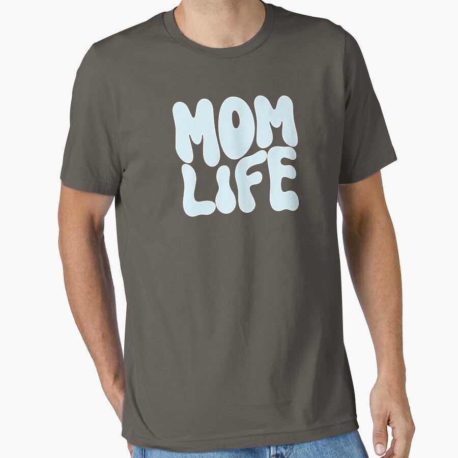 Mom Life Retro Style In Blue And White Lettering by handsoftime2020 T-Shirts, Hoodie, Sweatshirt | BlankRebels.com (Image 1)