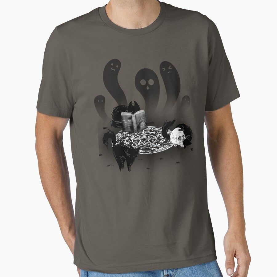 Black Cat Magic Book Skull Ghosts by Pixelish T-Shirts, Hoodie, Sweatshirt | BlankRebels.com (Image 1)