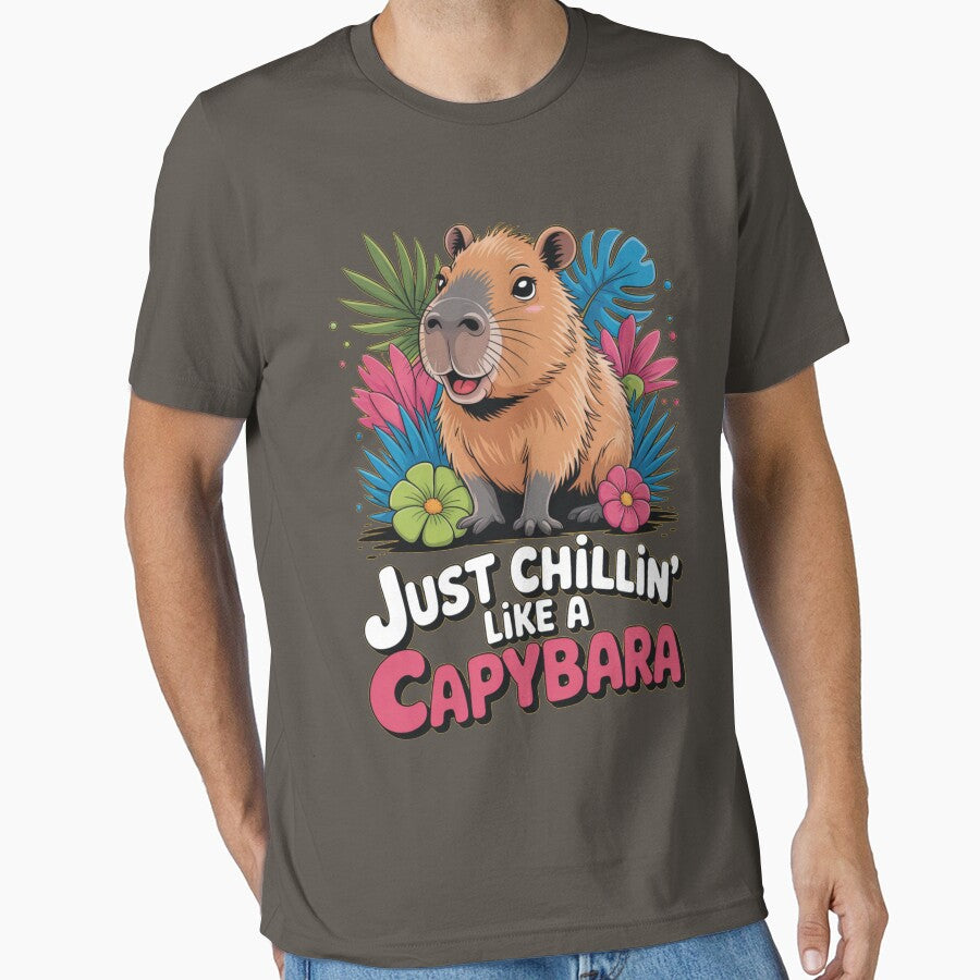 Just Chilling Like a Capybara – Cute Garden Vibes Art by DreamOnShirts T-Shirts, Hoodie, Sweatshirt (Image 1)