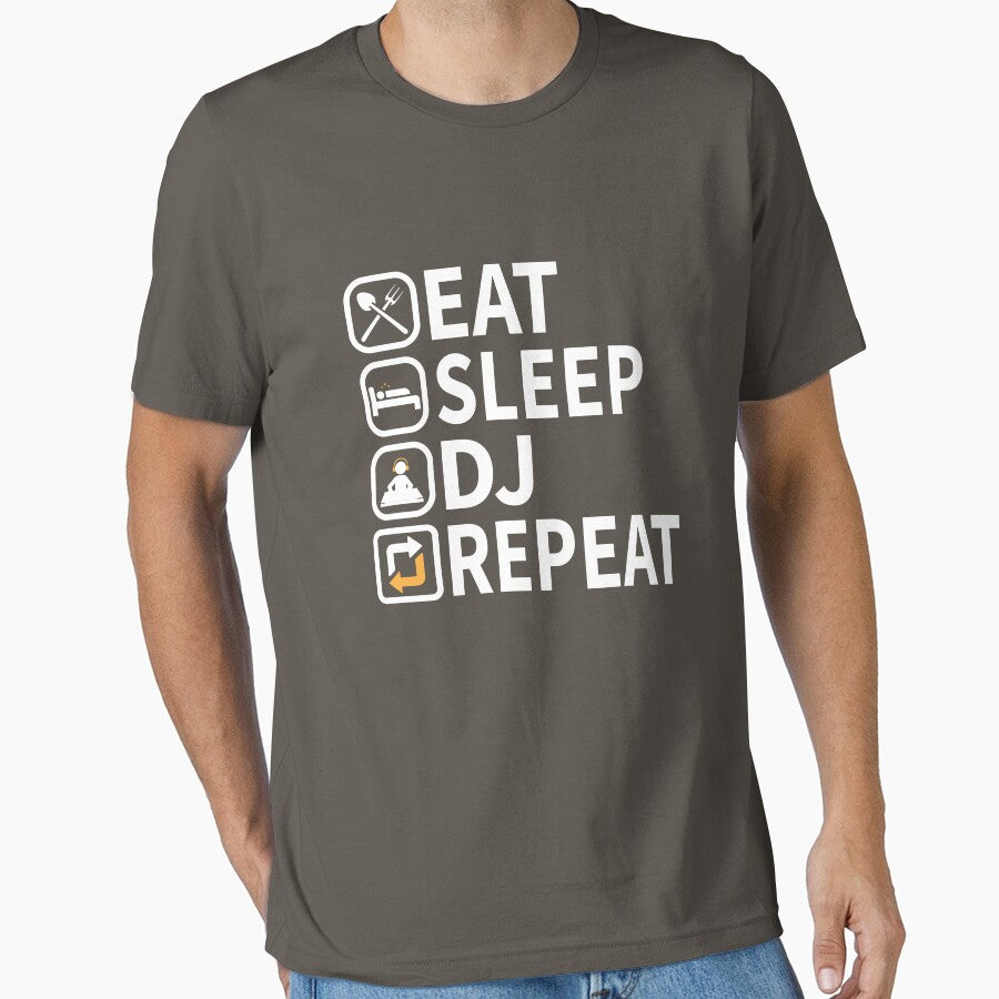 Funny DJ Jokes Eat Sleep DJ Repeat Funny DJ Quotes by ArabCorner T-Shirts, Hoodie, Sweatshirt | BlankRebels.com (Image 1)