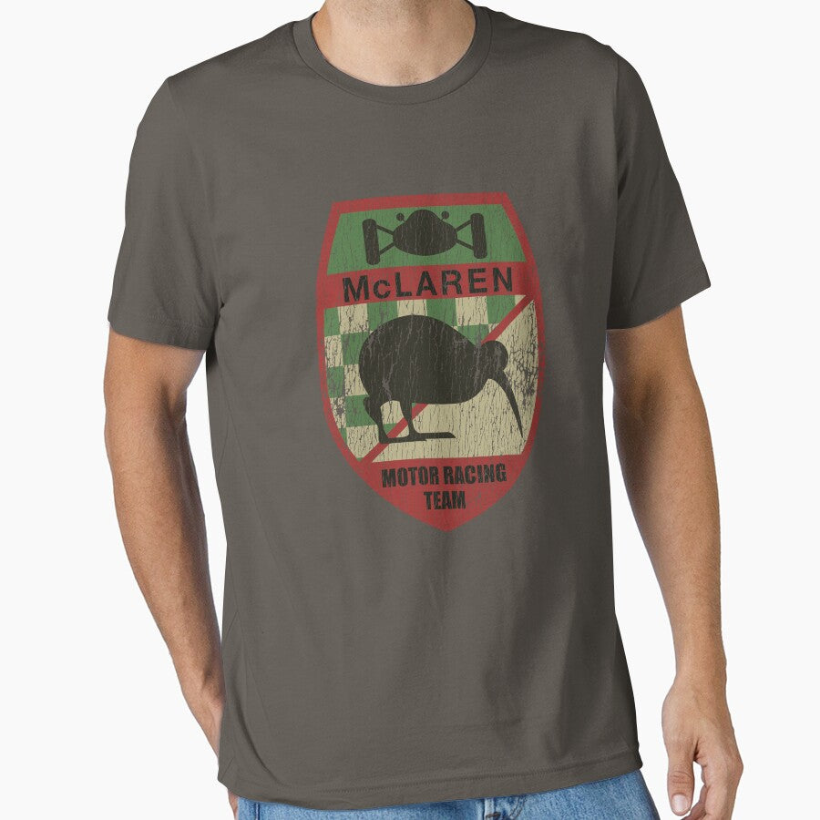 Bruce McLaren Motor Racing Team first logo - 1963 - aged, worn print by retropetrol T-Shirts, Hoodie, Sweatshirt (Image 1)