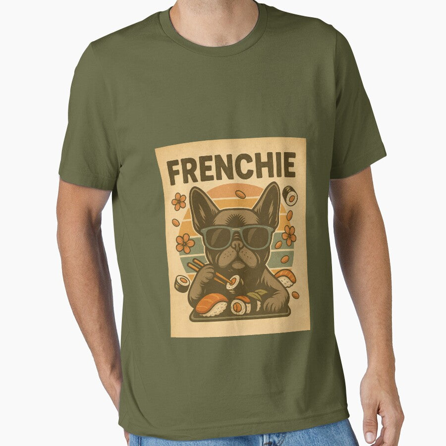 Vintage French Bulldog Eating Sushi by station-one T-Shirts, Hoodie, Sweatshirt | BlankRebels.com (Image 1)