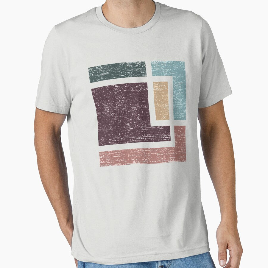 Abstract Geometry with Earth Tones Distressed Design by Denis Marsili T-Shirts, Hoodie, Sweatshirt (Image 1)
