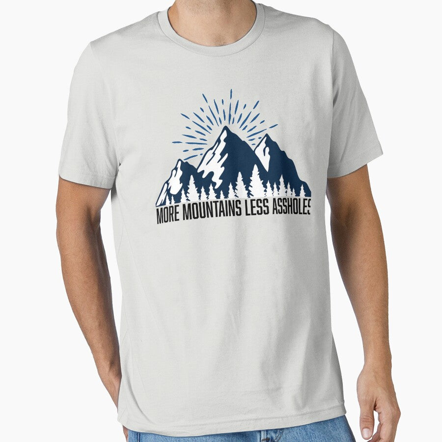 More Mountains Less Assholes Camping Funny Sayings Mens And Women Gift Ideas Jokes Design Fun Camping by... (Image 1)