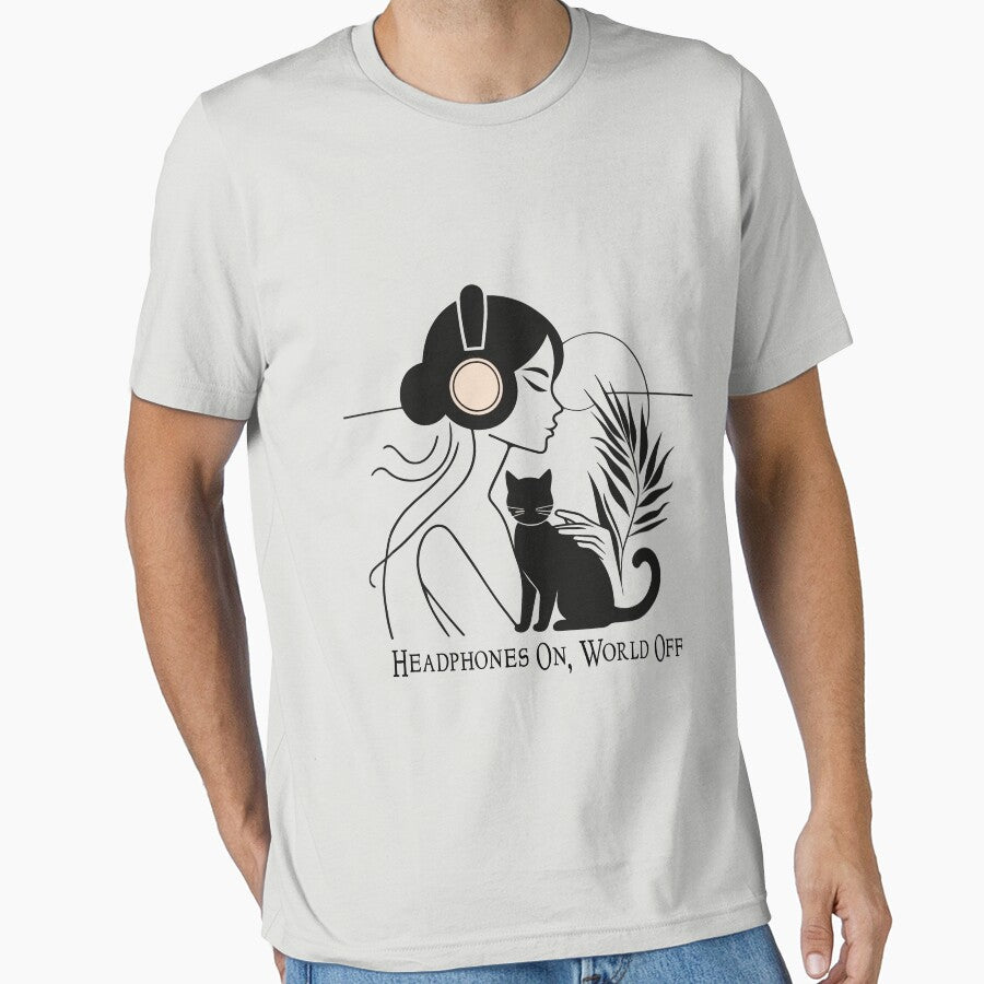 Headphones On, World Off – Music-Loving Cat mom, cat lover Shirt by denissmartin2020 .