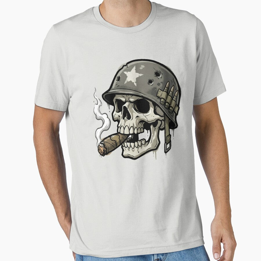 War Skull Smoking a Cigar by Skulls & Calaveras T-Shirts, Hoodie, Sweatshirt | BlankRebels.com (Image 1)