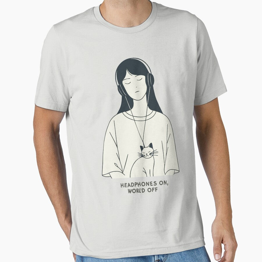 Headphones On, World Off – Music-Loving Cat Mom Shirt by denissmartin2020 . Hoodie, Sweatshirt | BlankRebels.com (Image 1)