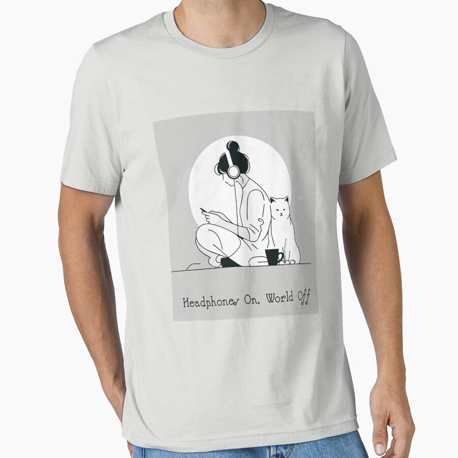 Headphones On, World Off – Music-Loving Introvert Cat mom Shirt by denissmartin2020 .