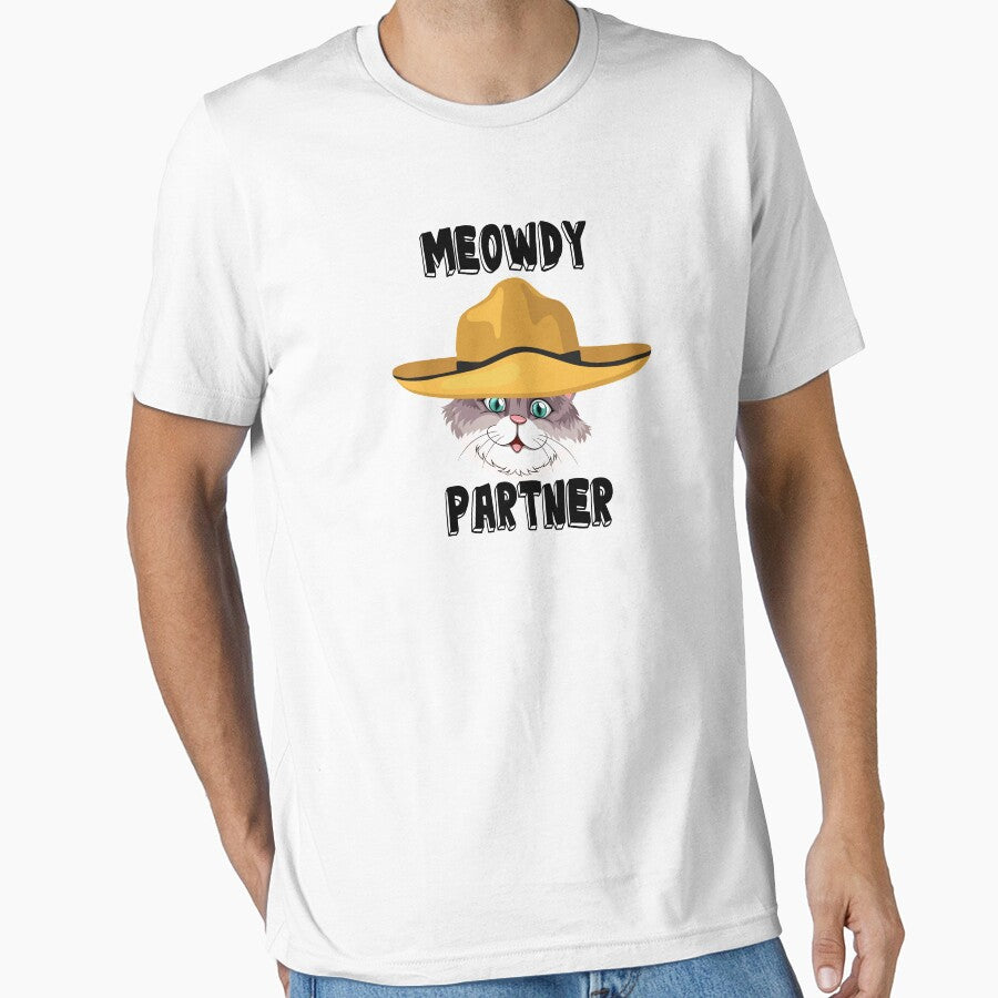 Meowdy Partner Cowboy Cat Funny Cat For Mom Cat Owner Women Girl, Hat Farmer Meowdy Meme, Father's Day, Meme Shirt, Howdy Kitten, Cat Lover Gift by MoradovT-shirt