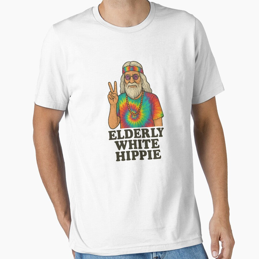Elderly White Hippie – Psychedelic Tie Dye Retro Peace Graphic by 9morethan9® T-Shirts, Hoodie, Sweatshirt (Image 1)