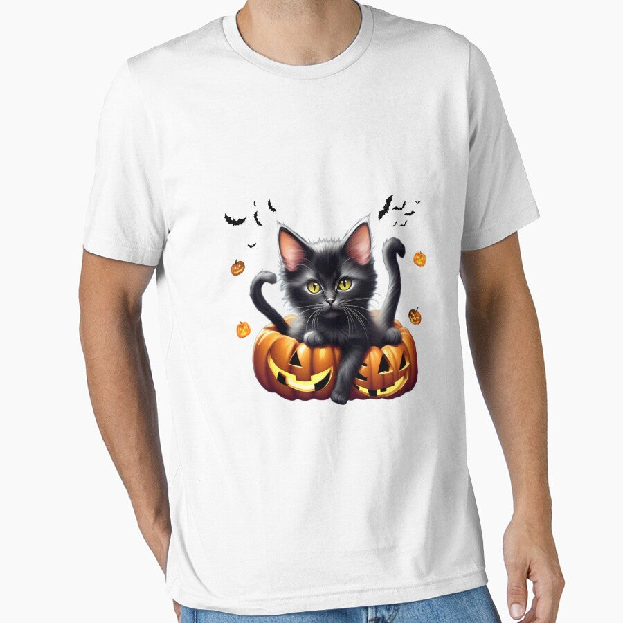 A demon cat hiding in a pumpkin appears on Halloween. by PopProArt T-Shirts, Hoodie, Sweatshirt | BlankRebels.com (Image 1)