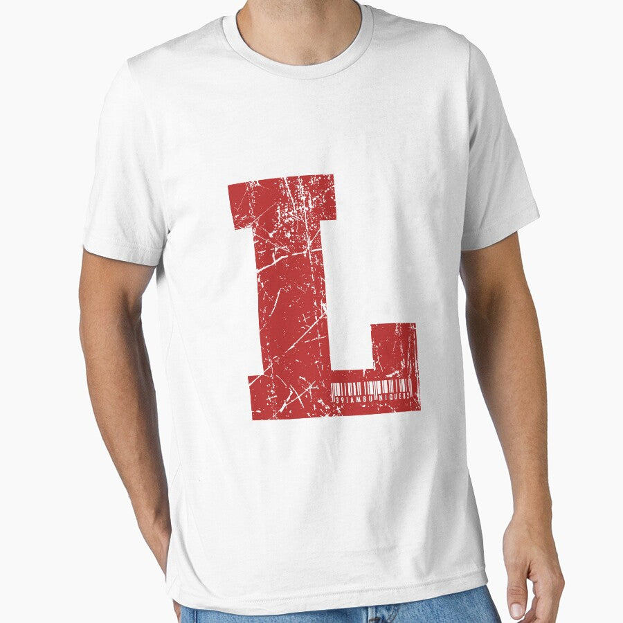 Red Grunge Monogram Letter "L" I Am Unique by SunnyStreet T-Shirts, Hoodie, Sweatshirt | BlankRebels.com (Image 1)