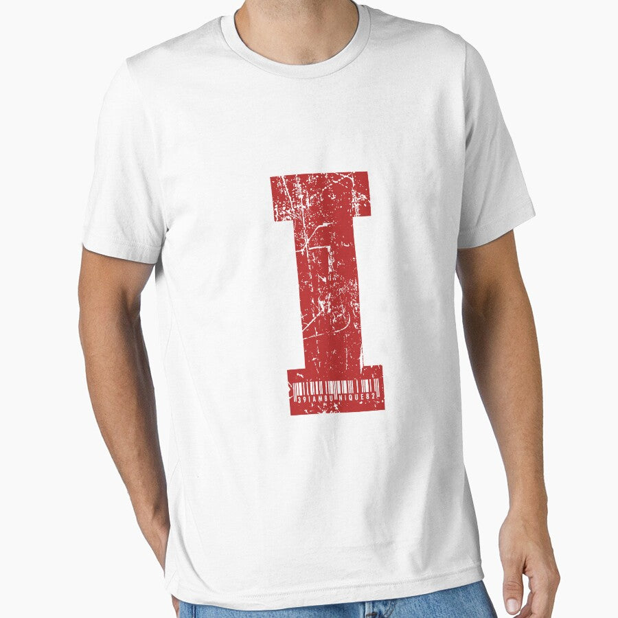 Red Grunge Monogram Letter "I" I Am Unique by SunnyStreet T-Shirts, Hoodie, Sweatshirt | BlankRebels.com (Image 1)