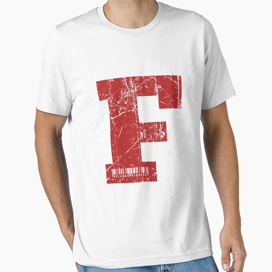 Red Grunge Monogram Letter "F" I Am Unique by SunnyStreet T-Shirts, Hoodie, Sweatshirt | BlankRebels.com (Image 1)