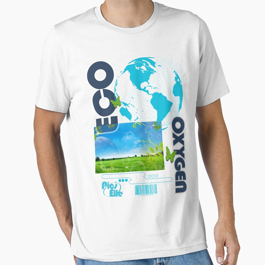 Frutiger Aero Oxygen – Futuristic Nature Graphic – Digital Earth Design by Pics'Elle Creations T-Shirts,... (Image 1)