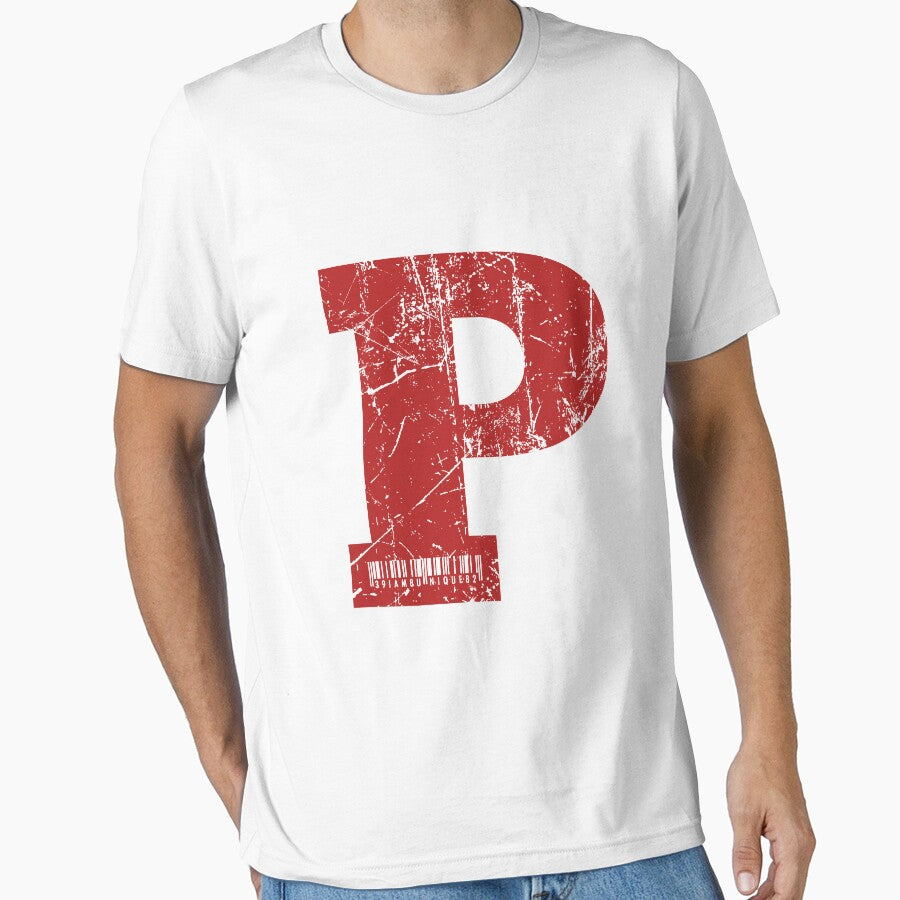 Red Grunge Monogram Letter "P" I Am Unique by SunnyStreet T-Shirts, Hoodie, Sweatshirt | BlankRebels.com (Image 1)