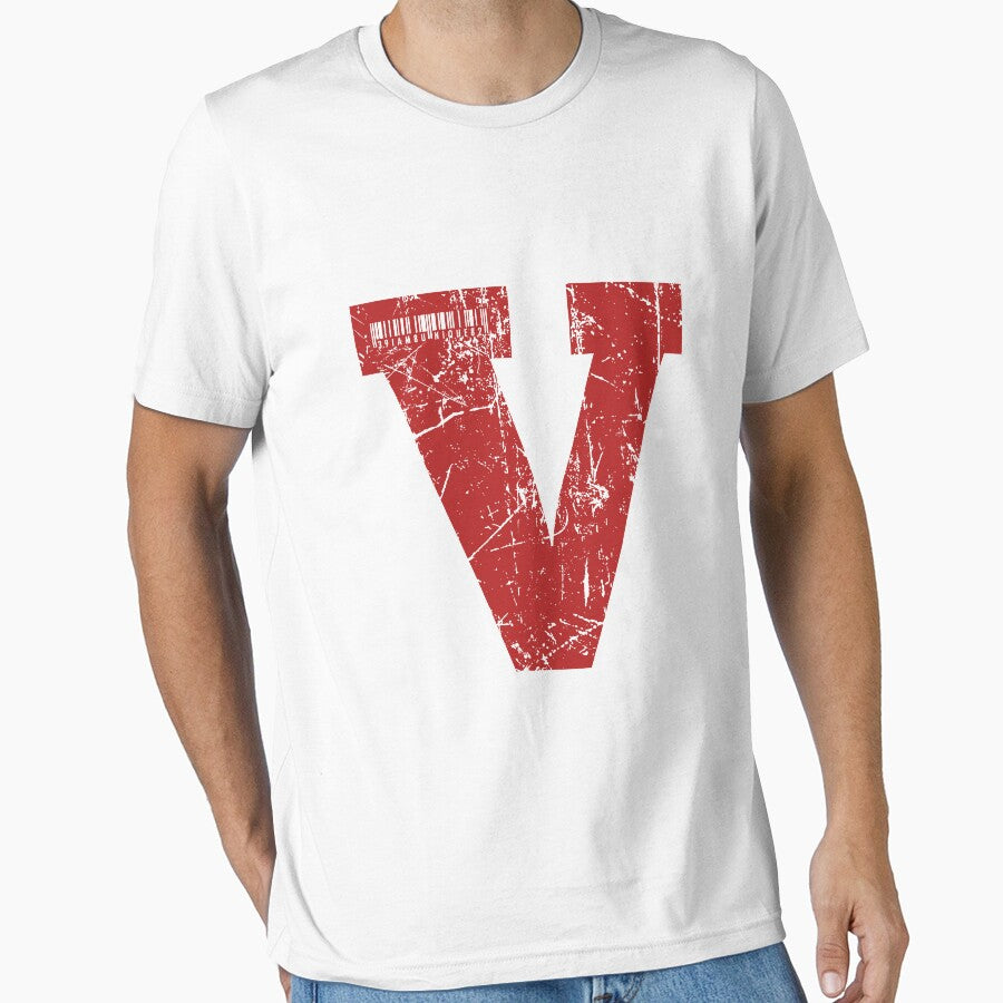 Red Grunge Monogram Letter "V" I Am Unique by SunnyStreet T-Shirts, Hoodie, Sweatshirt | BlankRebels.com (Image 1)