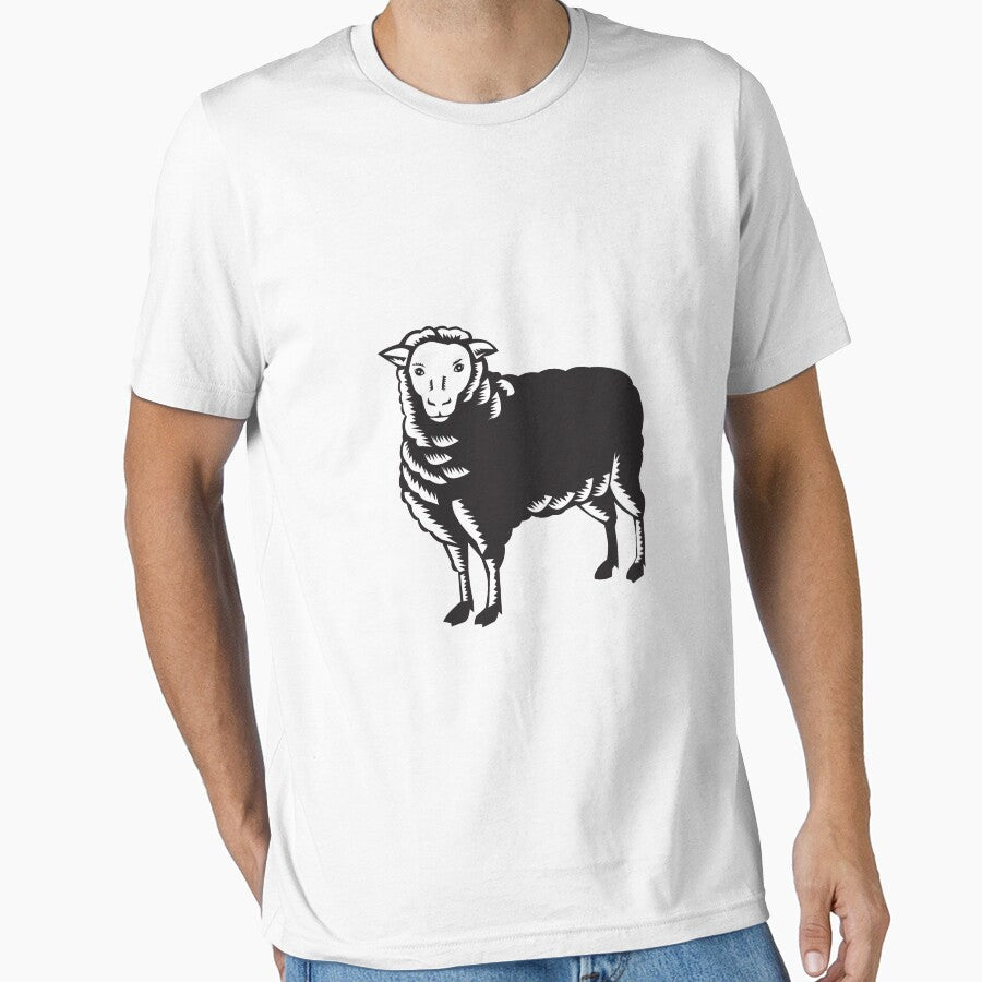 Sheep Side View Woodcut by patrimonio T-Shirts, Hoodie, Sweatshirt | BlankRebels.com (Image 1)