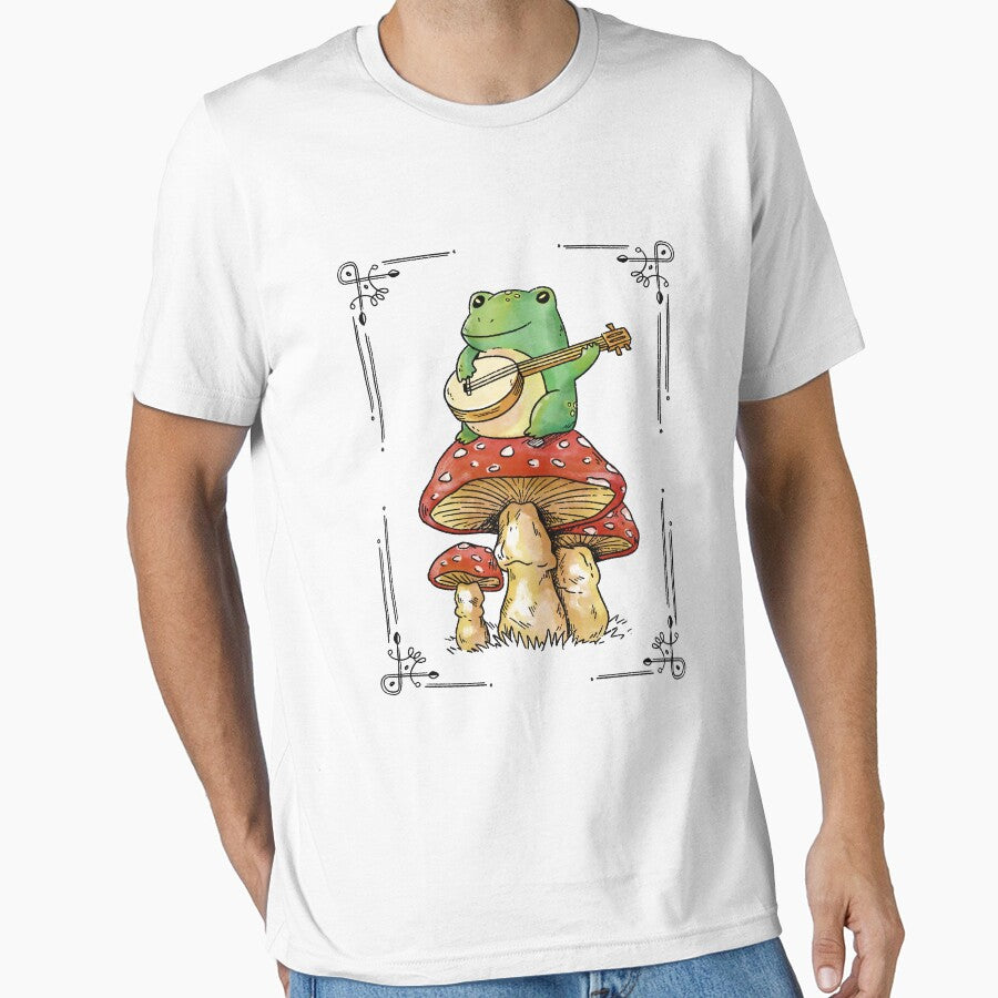 Cottagecore Aesthetic Frog Mushroom Playing Banjo Gifts - Funny by Yonshop T-Shirts, Hoodie, Sweatshirt (Image 1)