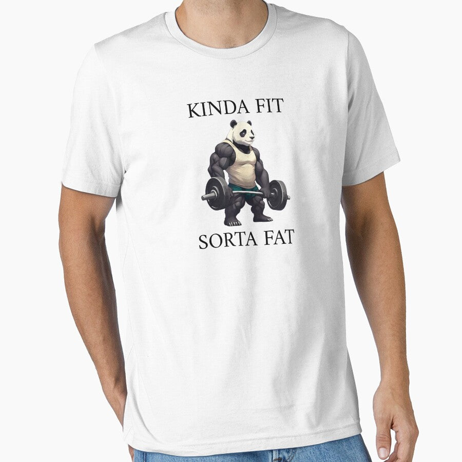 Kinda Fit Sorta Fat Gym Panda Weightlifting by krystalRomanart