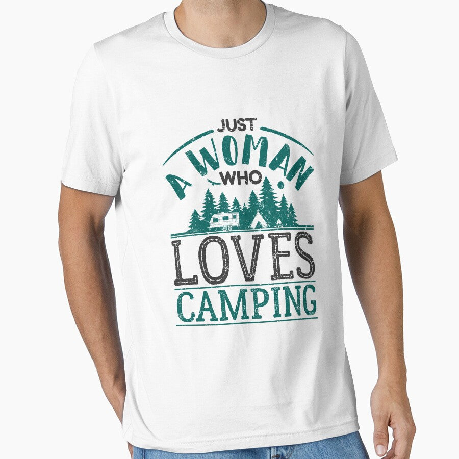 Just a Woman Who Loves Camping by jaygo T-Shirts, Hoodie, Sweatshirt | BlankRebels.com (Image 1)