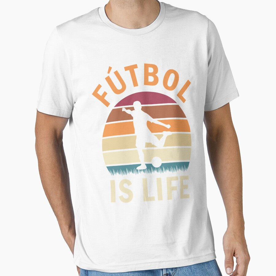 Fútbol Is Life Football and Soccer Lover Vintage Retro Sunset by MarcoDane63