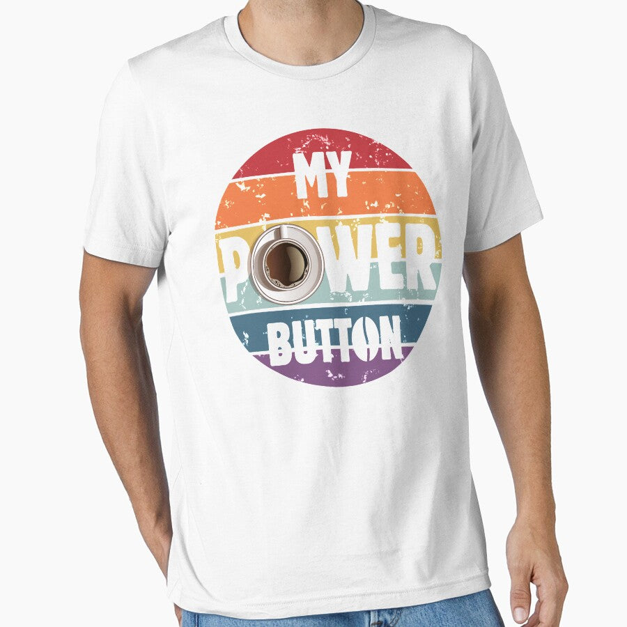 Coffee Lovers Gift for Her or Him - Funny Tagline My Power Button - Retro Vintage Design - Funny Coffee Lover... (Image 1)