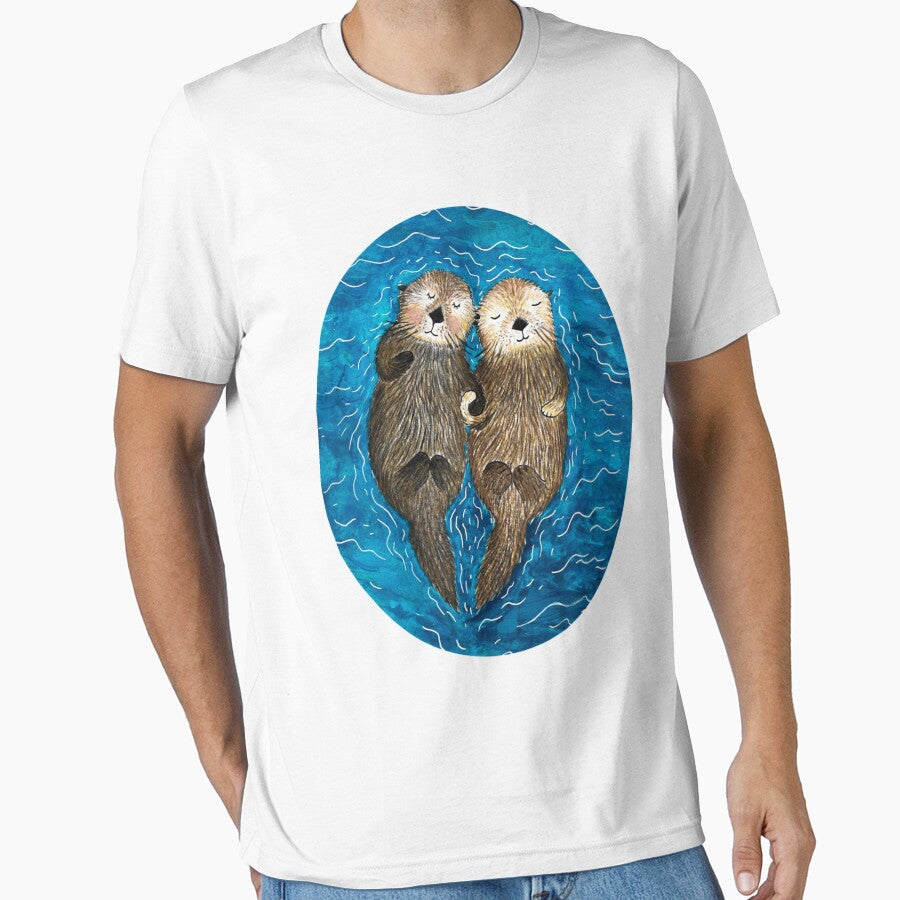 Sea Otters Holding Hands by VickieuBuque T-Shirts, Hoodie, Sweatshirt | BlankRebels.com (Image 1)