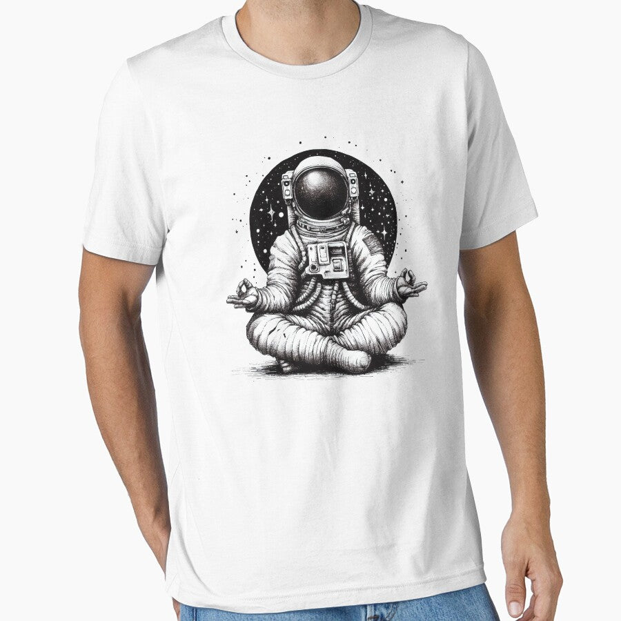 Achieve inner peace with this print of an astronaut meditating in the Lotus position by H Jonas T-Shirts,... (Image 1)