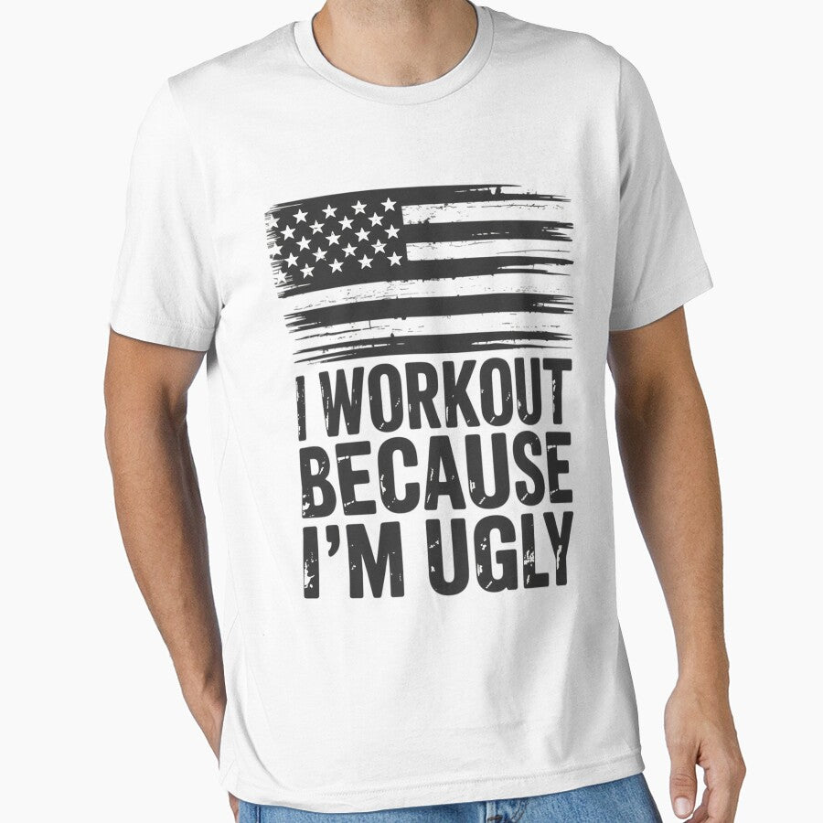 Mens I Workout Because I'm Ugly Gym Fitness I Workout by portcrysral T-Shirts, Hoodie, Sweatshirt | BlankRebels.com (Image 1)