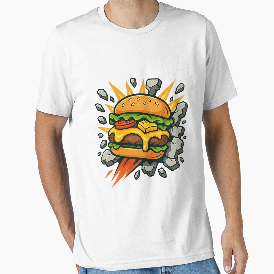 Burger Breaking Through the Wall T-Shirt by CeammiShop Hoodie, Sweatshirt | BlankRebels.com (Image 1)