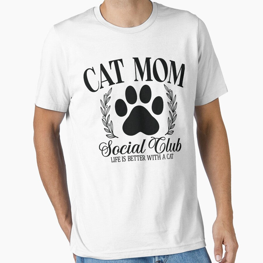 Cat Mom Social Club Shirt | Vintage Cat Lover Tee | Cute Pet Mom Gift by UmazDesigns Hoodie, Sweatshirt (Image 1)