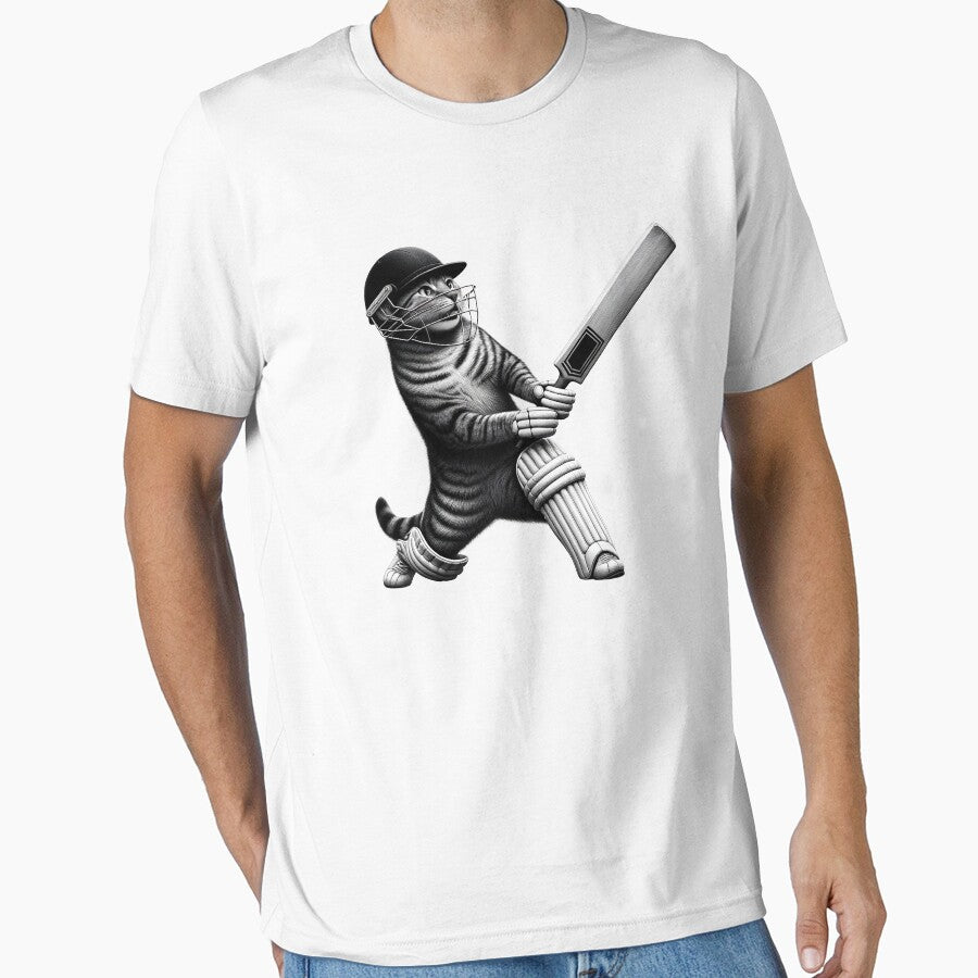 Vintage Cat Playing Cricket Kitten Lover Cricket Player by Kimberley King Art  King Art T-Shirts, Hoodie,... (Image 1)