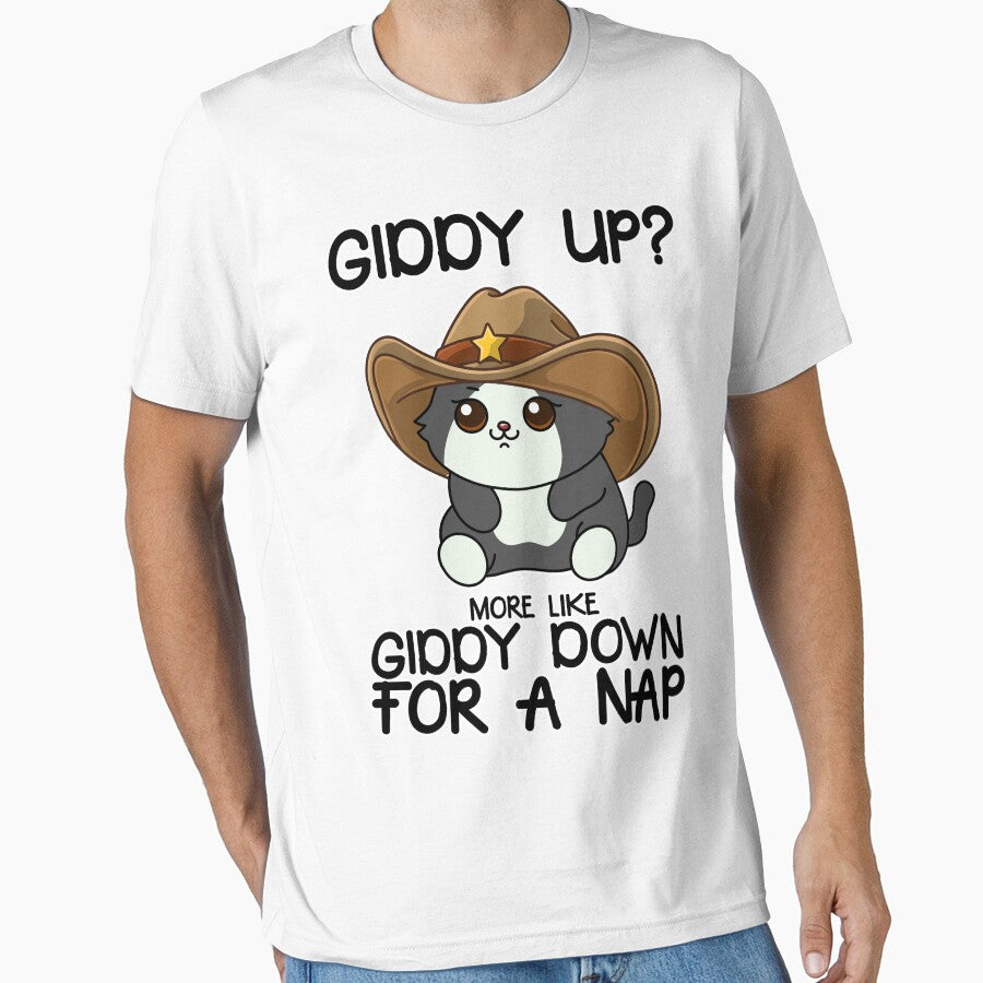 Funny Cat Cowboy Quote - 'Giddy Down for a Nap by Design_for_merch T-Shirts, Hoodie, Sweatshirt | BlankRebels.com (Image 1)