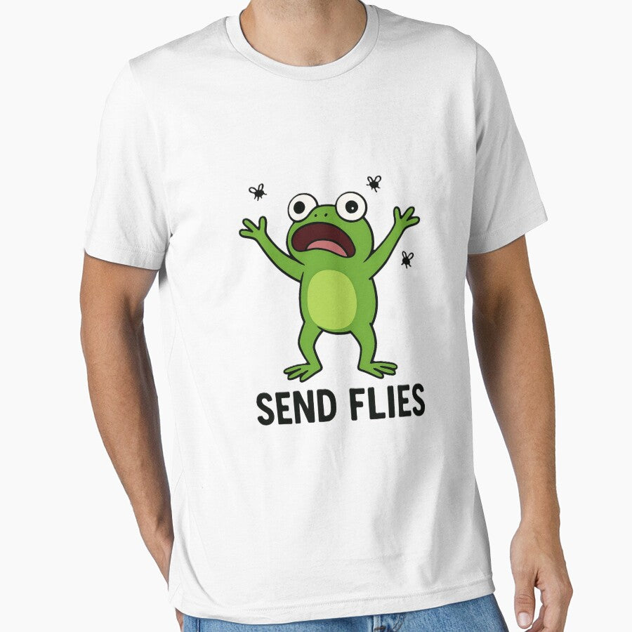 Funny Frog Meme – Send Flies Cartoon Design by OxiSkor T-Shirts, Hoodie, Sweatshirt | BlankRebels.com (Image 1)