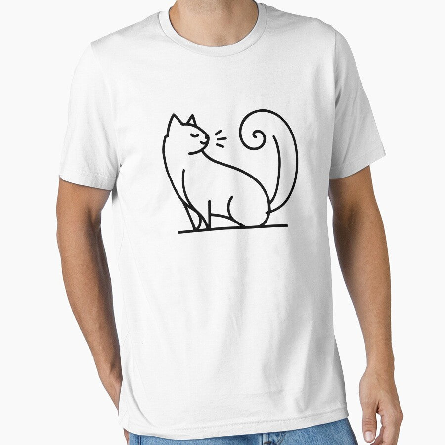 Minimalist Cat Line Art – Subtle & Stylish Cat Mom Tee by denissmartin2020 . Hoodie, Sweatshirt | BlankRebels.com (Image 1)