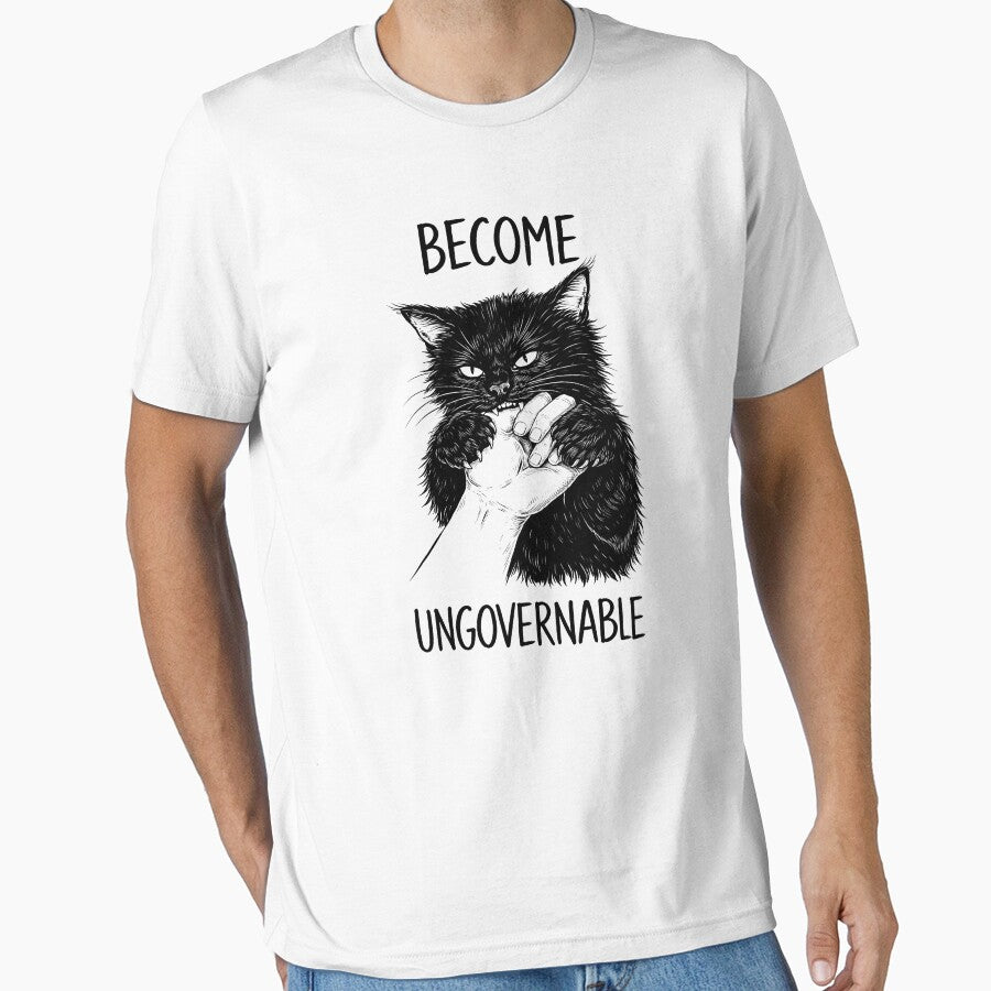 Become Ungovernable - Black Cat Biting Hand Funny Meme by Kladhadredo