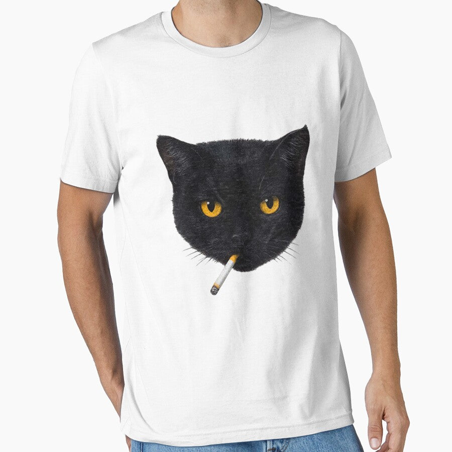 Smoking Cat Vintage Black Cat Retro 90s by FmStyleArt T-Shirts, Hoodie, Sweatshirt | BlankRebels.com (Image 1)